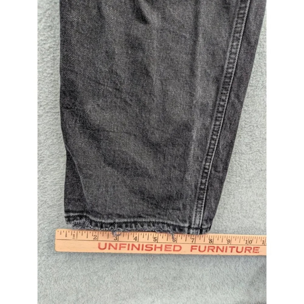 Abercrombie & Fitch 90s Straight Jeans Womens 35 Long Gray High Rise Distressed